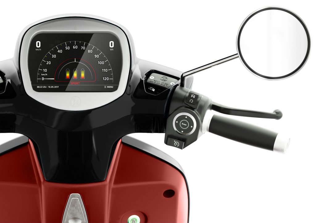 Display Rückspiegel und Lenker eines Kumpan Elektrorollers Model 54 iconic 